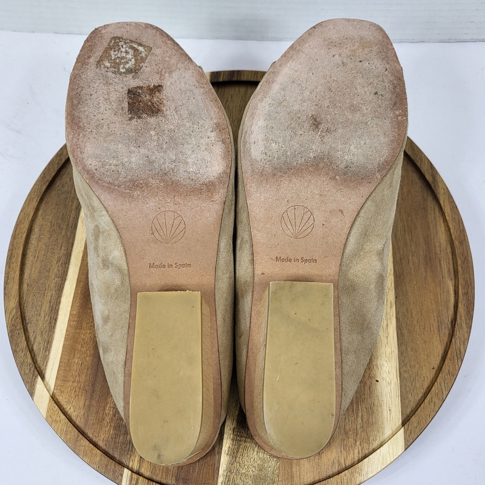 Coclico 35681 Women Sand Ruched Suede Peep Toe Wood Block Heel Mules Size 40 EU - Picture 9 of 13